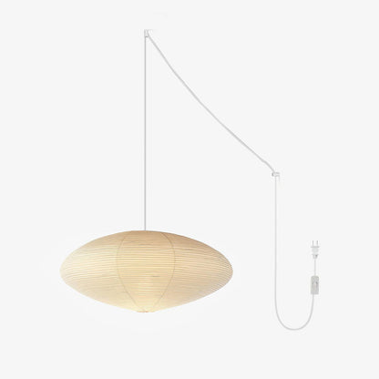 Handcrafted Paper Shade Ceiling Light with Adjustable Cord White Hanging Fixture for Bedroom Living Room Kitchen Dining Modern Indoor Lamp