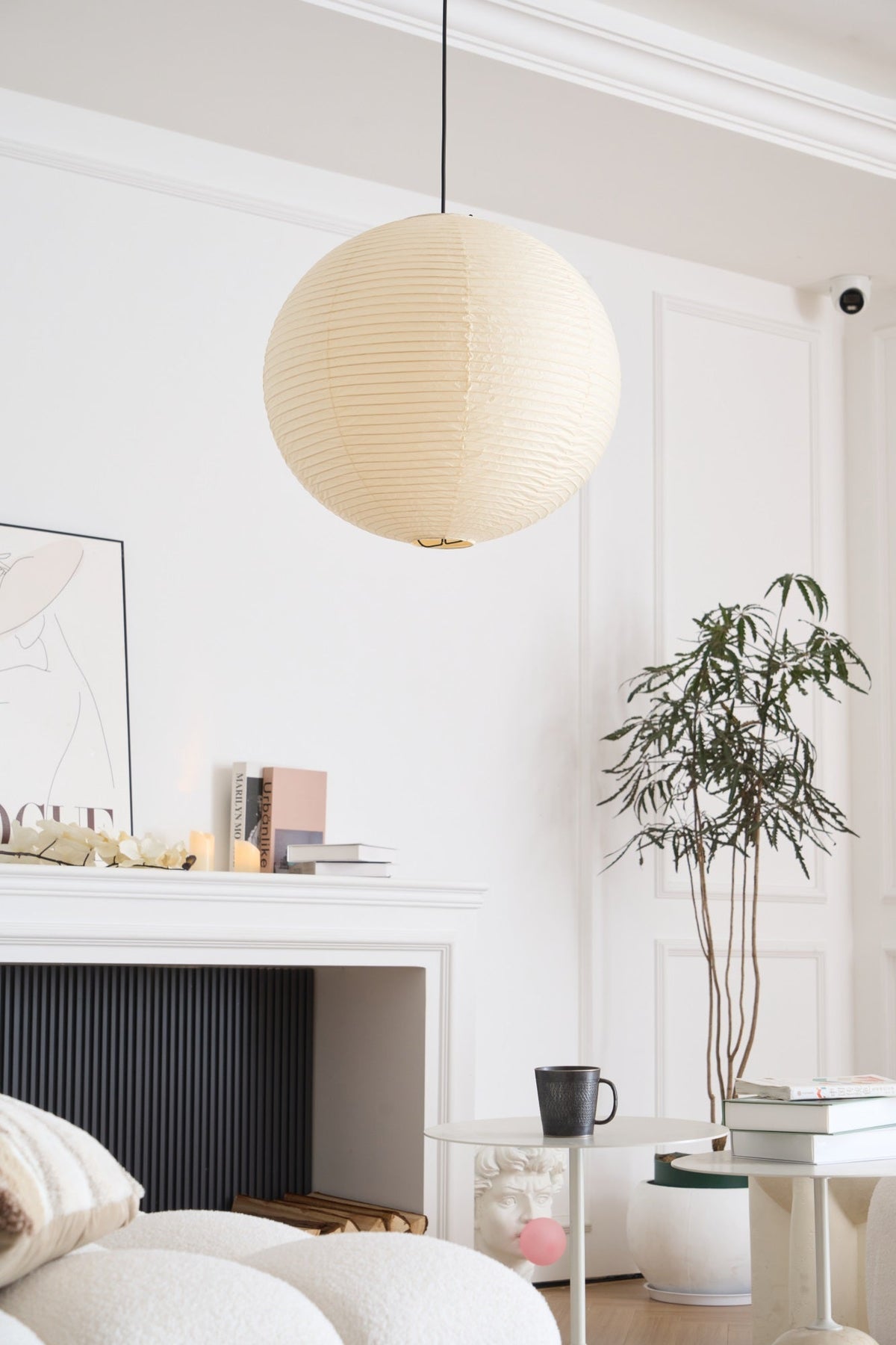 Handmade Paper Globe Drop Light for Kitchen Island & Dining Room – Adjustable Cable, E26 Socket, Soft Ambient Glow – Modern Overhead Fixture