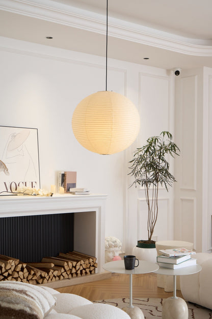 Handmade Paper Globe Drop Light for Kitchen Island & Dining Room – Adjustable Cable, E26 Socket, Soft Ambient Glow – Modern Overhead Fixture