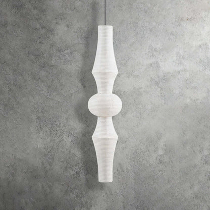 Overhead Hanging Fixture with Paper Shade for Kitchen Island or Breakfast Nook | Cylindrical Drop Lamp in White or Warm Tone | E26 Socket Ce