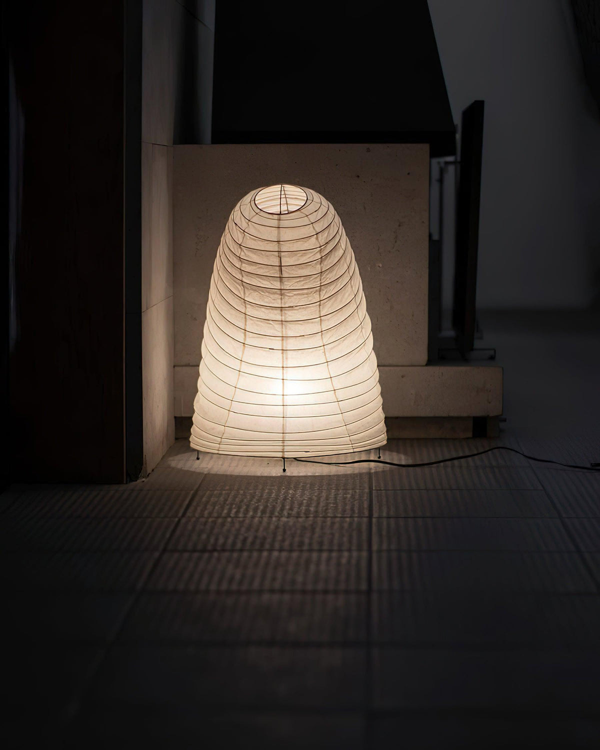 Handcrafted Paper Shade Accent Lamp 10 in Wide Warm Glow LED Bedside Nightlight for Bedroom Office Desktop Reading Nook Minimalist Japanese