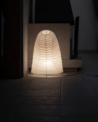 Handcrafted Paper Shade Accent Lamp 10 in Wide Warm Glow LED Bedside Nightlight for Bedroom Office Desktop Reading Nook Minimalist Japanese
