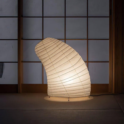 Handcrafted Paper Shade Accent Lamp 10 in Wide Warm Glow LED Bedside Nightlight for Bedroom Office Desktop Reading Nook Minimalist Japanese