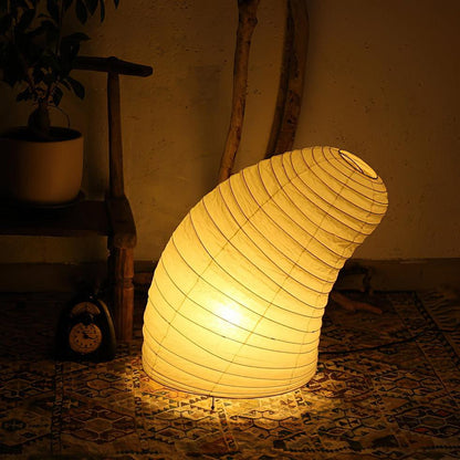Handcrafted Paper Shade Accent Lamp 10 in Wide Warm Glow LED Bedside Nightlight for Bedroom Office Desktop Reading Nook Minimalist Japanese