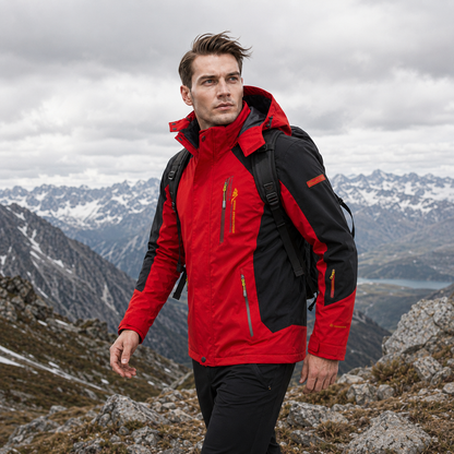 Men's Windproof Rain Shell Jacket with Removable Hood for Hiking, Camping & Outdoor Adventures – Waterproof Lightweight Expedition Coat