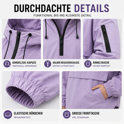 Hooded Weather-Resistant Parka with Front Pocket for All Seasons – Lightweight Windproof Jacket for Women
