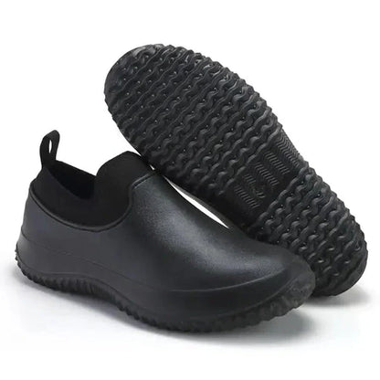 Men's Slip-On Safety Shoes Waterproof Non-Slip Work Footwear for Kitchen Restaurant Construction Outdoor Jobs