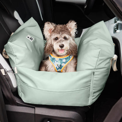 Padded Dog Car Seat Booster with Safety Harness & Side Bolsters – Waterproof Washable Pet Travel Carrier for Cars, SUVs & Travel