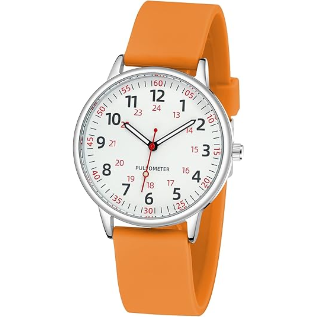 Waterproof Nurse Watch with Clear Second Hand | Durable Silicone Band for Accurate Time Tracking