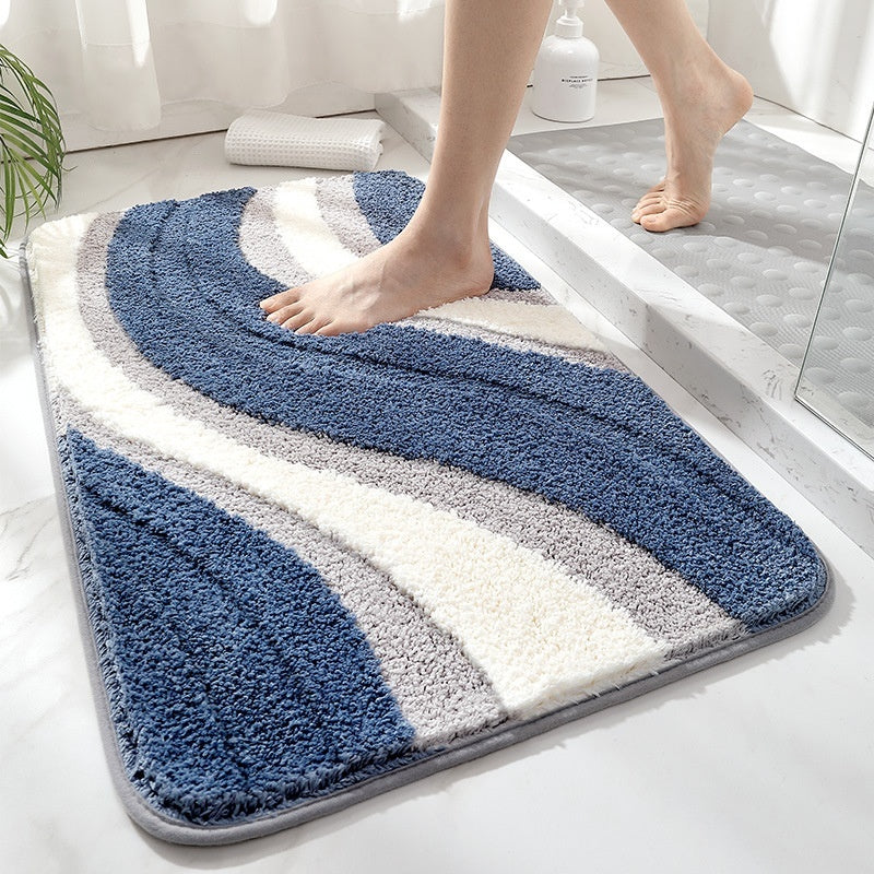Wave Collection | Non-Slip Bath Mat with Plush Texture | Soft and Safe for Bathroom Comfort