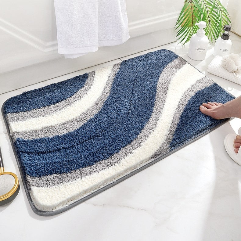 Wave Collection | Non-Slip Bath Mat with Plush Texture | Soft and Safe for Bathroom Comfort