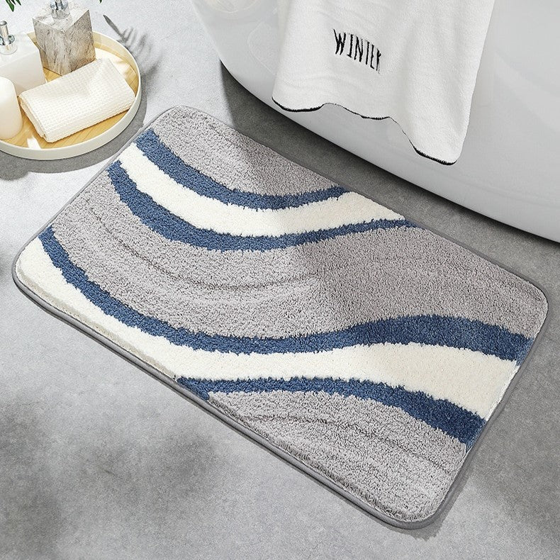 Wave Collection | Non-Slip Bath Mat with Plush Texture | Soft and Safe for Bathroom Comfort