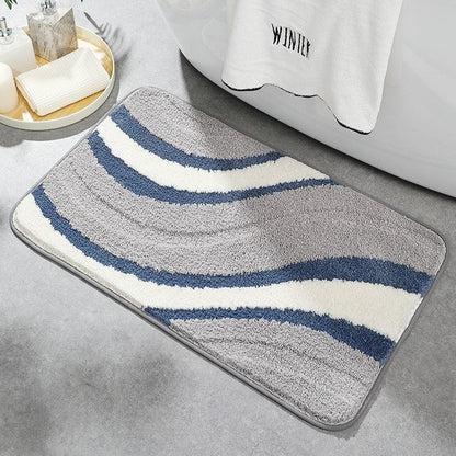 Wave Collection | Non-Slip Bath Mat with Plush Texture | Soft and Safe for Bathroom Comfort