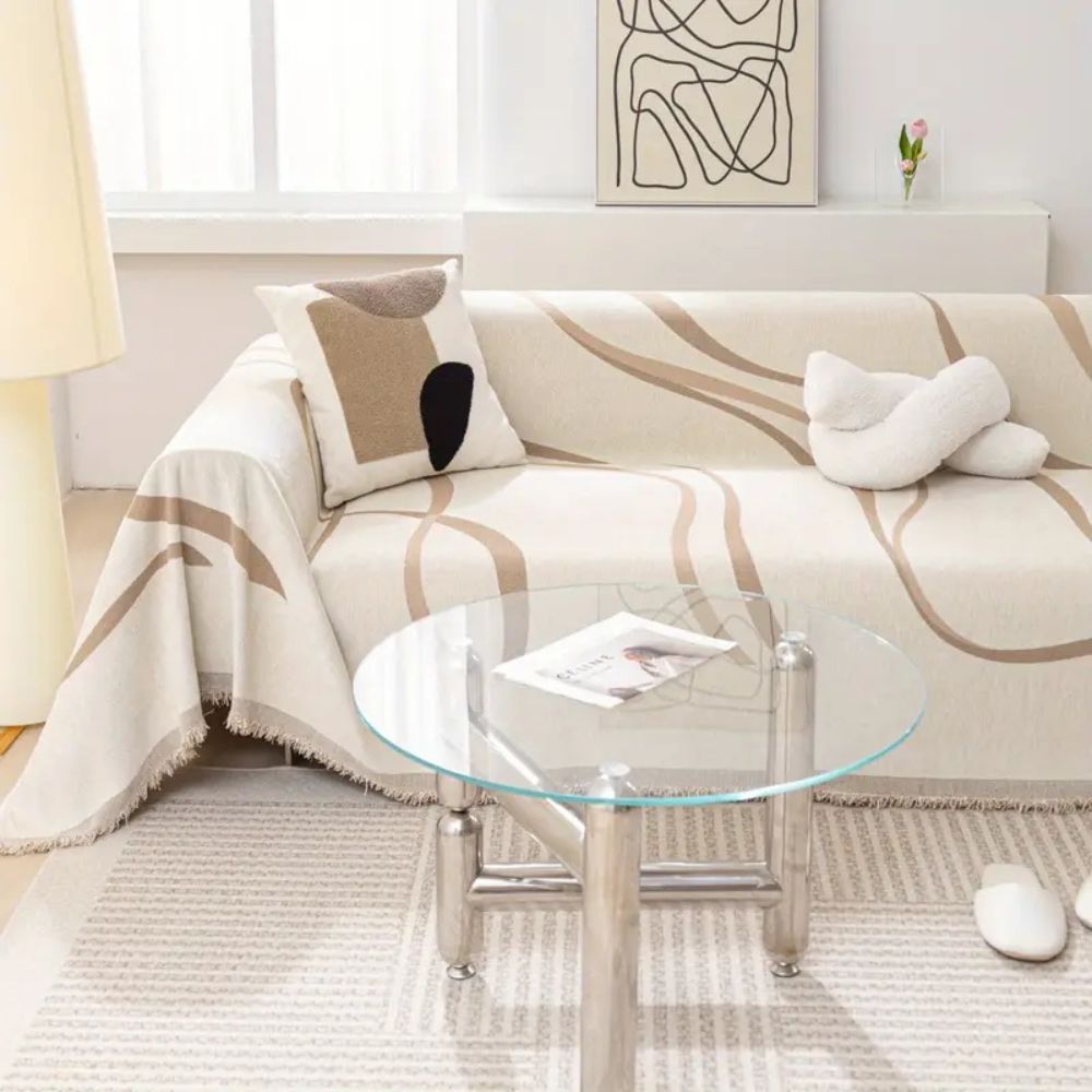 Waver Sofa Cover - Jacquard Chenille, Non-Slip Design, Flowy design
