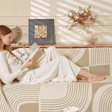 Wavy Sofa Cover - Chenille, Reversible Design, Boho Stripe