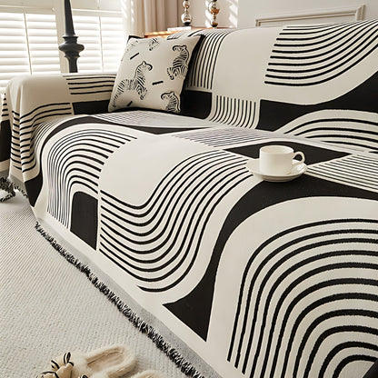 Wavy Sofa Cover - Chenille, Reversible Design, Boho Stripe