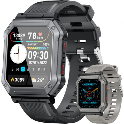 Wayne | Reloj inteligente militar con rastreador de actividad física y diseño resistente al agua | Monitor de salud robusto para estilos de vida activos