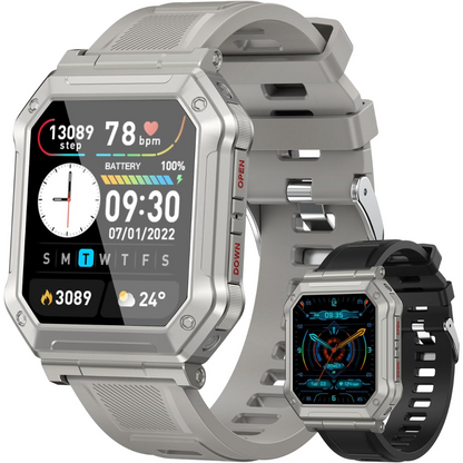 Wayne | Reloj inteligente militar con rastreador de actividad física y diseño resistente al agua | Monitor de salud robusto para estilos de vida activos