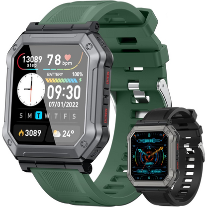 Wayne | Reloj inteligente militar con rastreador de actividad física y diseño resistente al agua | Monitor de salud robusto para estilos de vida activos