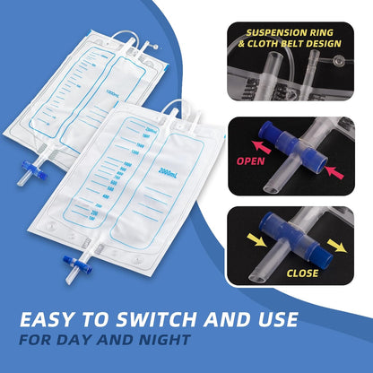 Urine Collector Bag System, Wearable Urine Collection System with Leg Straps, Portable Urinal for Men and Women