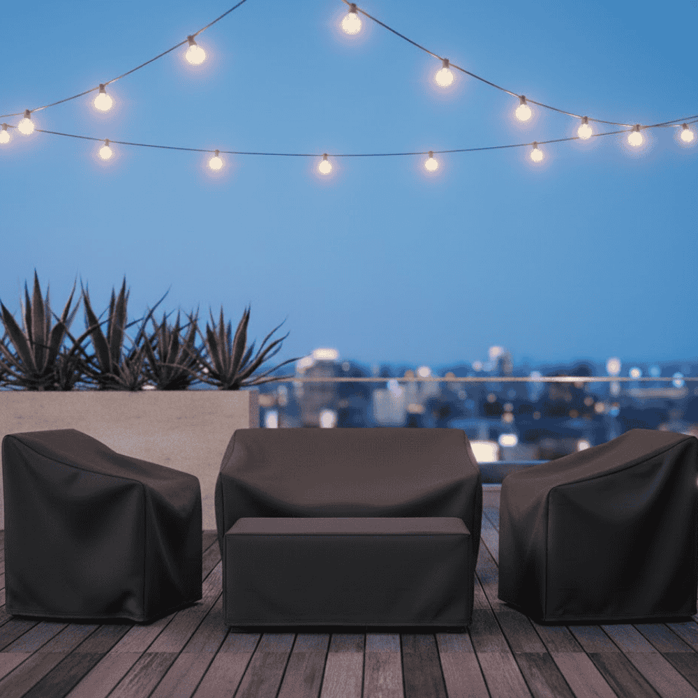 Funda impermeable para muebles de exterior para protección de patio, jardín y terraza: protector de poliéster resistente para todas las estaciones para sofás, mesas y sillas