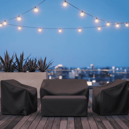 Funda impermeable para muebles de exterior para protección de patio, jardín y terraza: protector de poliéster resistente para todas las estaciones para sofás, mesas y sillas