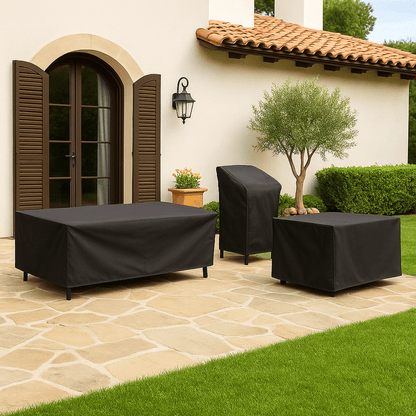Funda impermeable para muebles de exterior para protección de patio, jardín y terraza: protector de poliéster resistente para todas las estaciones para sofás, mesas y sillas