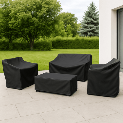 Funda impermeable para muebles de exterior para protección de patio, jardín y terraza: protector de poliéster resistente para todas las estaciones para sofás, mesas y sillas