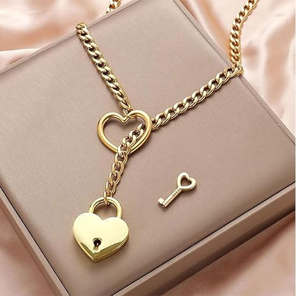 Stainless Steel Heart Pendant Necklace Cuban Link Chain Unisex Jewelry Silver Gold Black for Men Women Everyday Wear