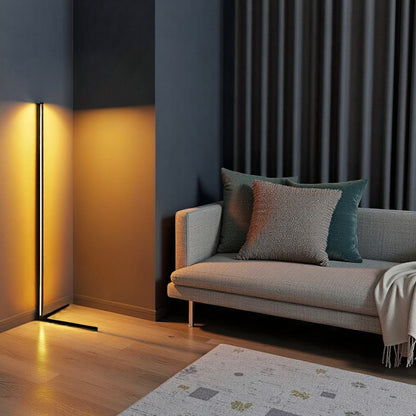 Wireless Remote LED Uplight with Adjustable Brightness for Bedroom, Living Room & Study Spaces | Modern Tall Pole Lamp in Black