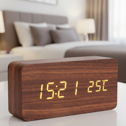 Digital Alarm Clock with Wireless Charging Pad & LED Display – Temperature, Humidity Monitor, 3 Alarms