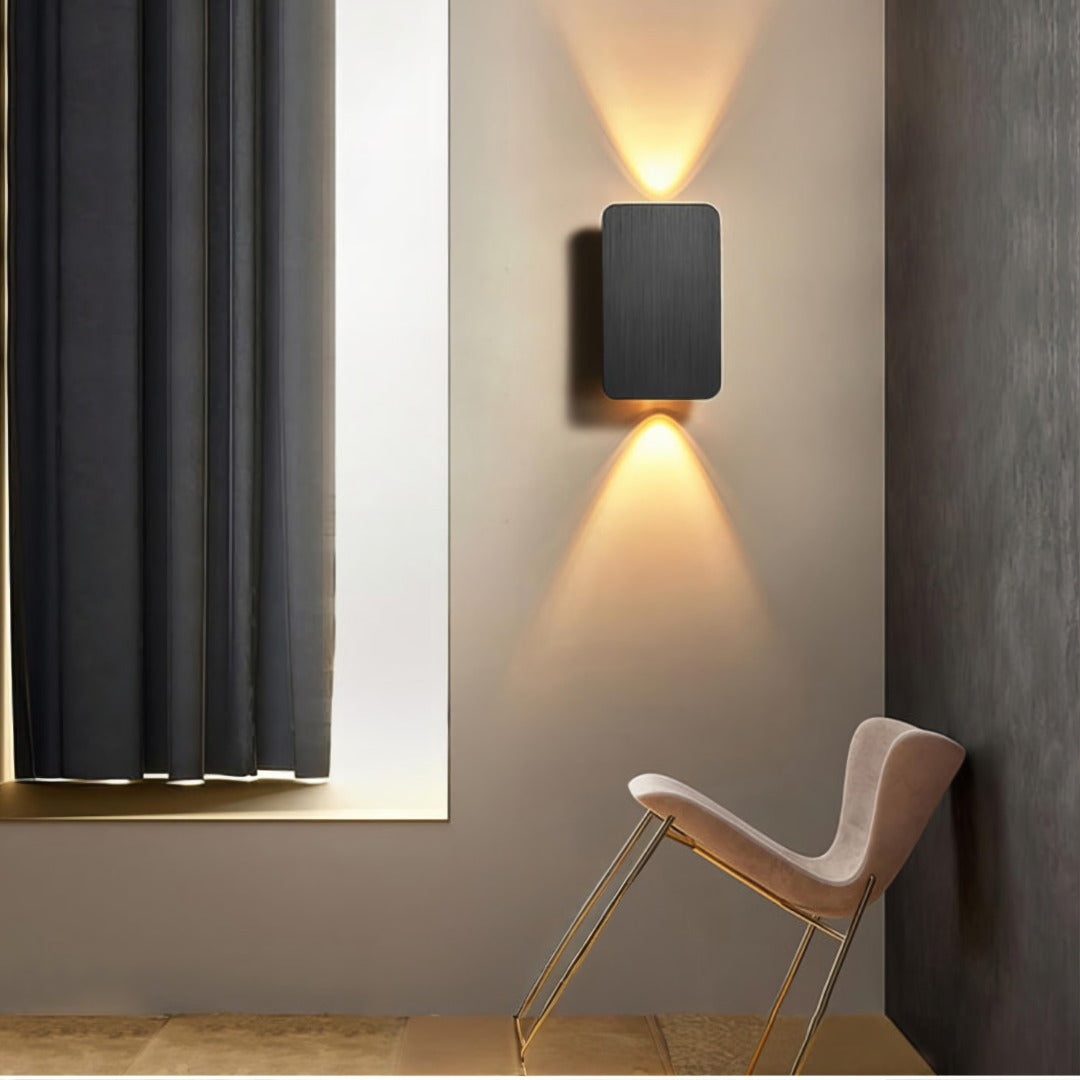 Wood Grain LED Wall Sconce | Ambient Uplight for Bedroom Living Room Hallway | 6W Warm Glow Fixture | Modern Minimalist Design