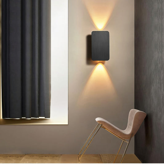 Aplique de pared LED con vetas de madera | Luz ambiental ascendente para dormitorio, sala de estar y pasillo | Lámpara de 6W con brillo cálido | Diseño minimalista moderno