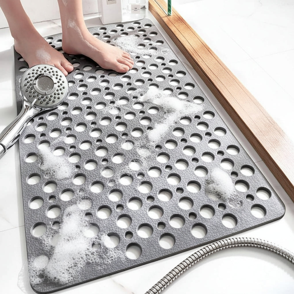 Non-Slip Textured Bath Mat with Suction Cups for Shower and Tub Safety Gray Blue White Pink Green Yellow Available