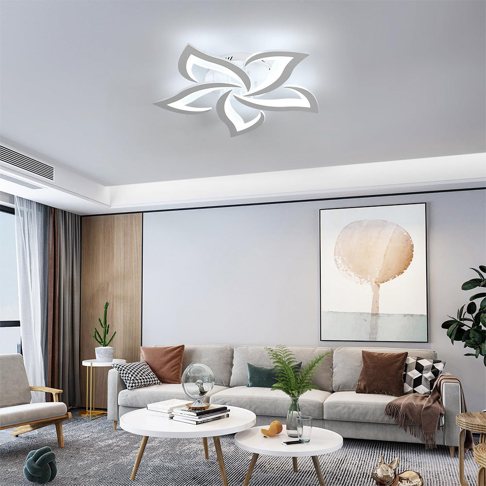 LED Flush Mount Light Fixture with Floral Layered Design for Bedroom, Entryway & Living Spaces | 22 in Black Metal Modern Low Profile Ambien