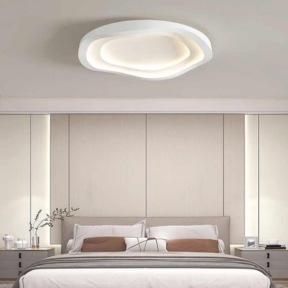 Low-Profile LED Ceiling Light 16-24 in Adjustable Dimmable White Iron Modern Overhead Fixture for Bedrooms Kitchens Home Office Hallways Ent
