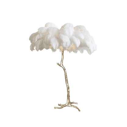 Tropical Feather Standing Lamp 63 in Tall Palm Tree Style Ambient Floor Light for Bedroom Living Room Decorative Accent Lighting