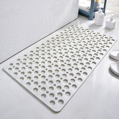 Non-Slip Bath Mat with Drainage Holes Gray 24x16 Inch PVC Quick-Dry Bathroom Safety Floor Liner for Shower Tub Wet Areas Home Spa Senior Acc