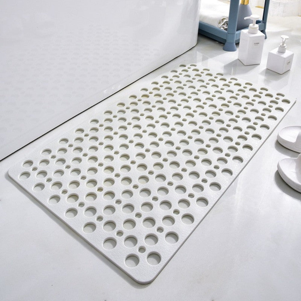 Anti-Slip Bathroom Mat with Drain Holes and Suction Cups for Shower Floor, Tub, Wet Surfaces | Quick Dry, Mildew Resistant TPE Safety