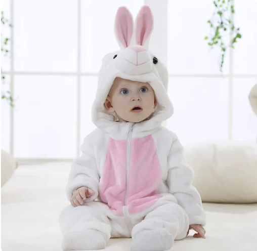 Soft Baby Animal Onesie Costume with Hood – Full-Zip Fleece Outfit for Infants & Toddlers – Home, Playdates & Photo Ops