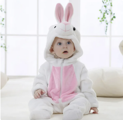 Soft Baby Animal Onesie Costume with Hood – Full-Zip Fleece Outfit for Infants & Toddlers – Home, Playdates & Photo Ops
