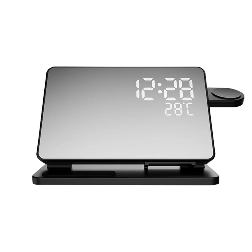 Estación de carga 3 en 1 para dispositivos Apple con despertador | Cargador inalámbrico Qi rápido para iPhone, Apple Watch y AirPods