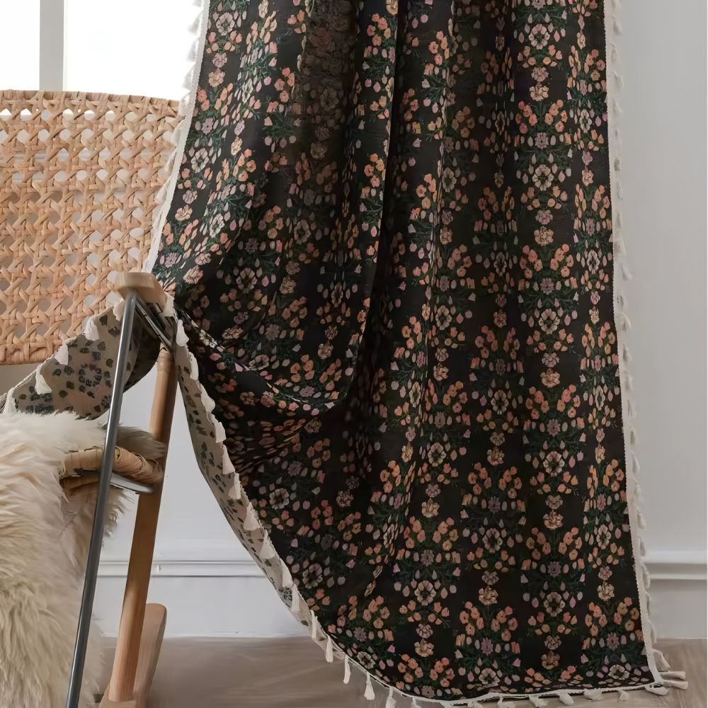 Wilder Curtains for Living Room - Jacquard Fabric with Tassels