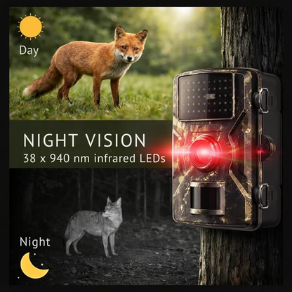 Motion-Activated Trail Camera with Night Vision for Outdoor Wildlife Monitoring & Security | Weatherproof Infrared Game Cam for Deer Hunting