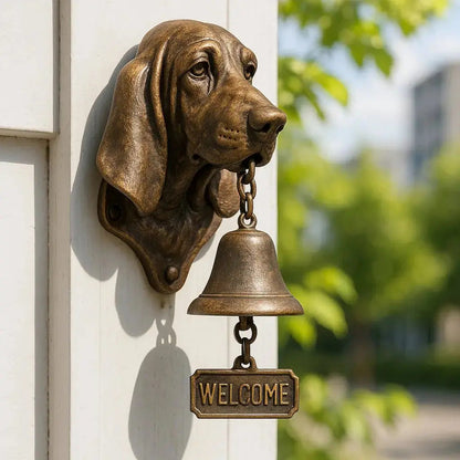 Cast Iron Dog Doorbell with Aged Bronze Finish for Front Porch, Entryway & Garden Gate Decor