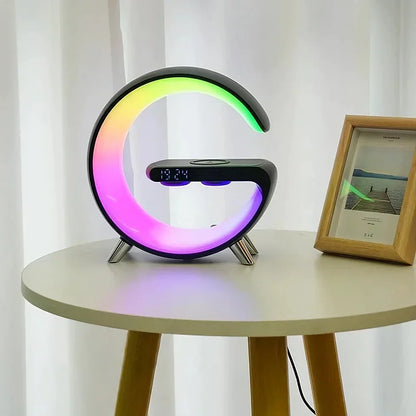 Digital Alarm Clock with Bluetooth Speaker & Wireless Charging Pad for Nightstand