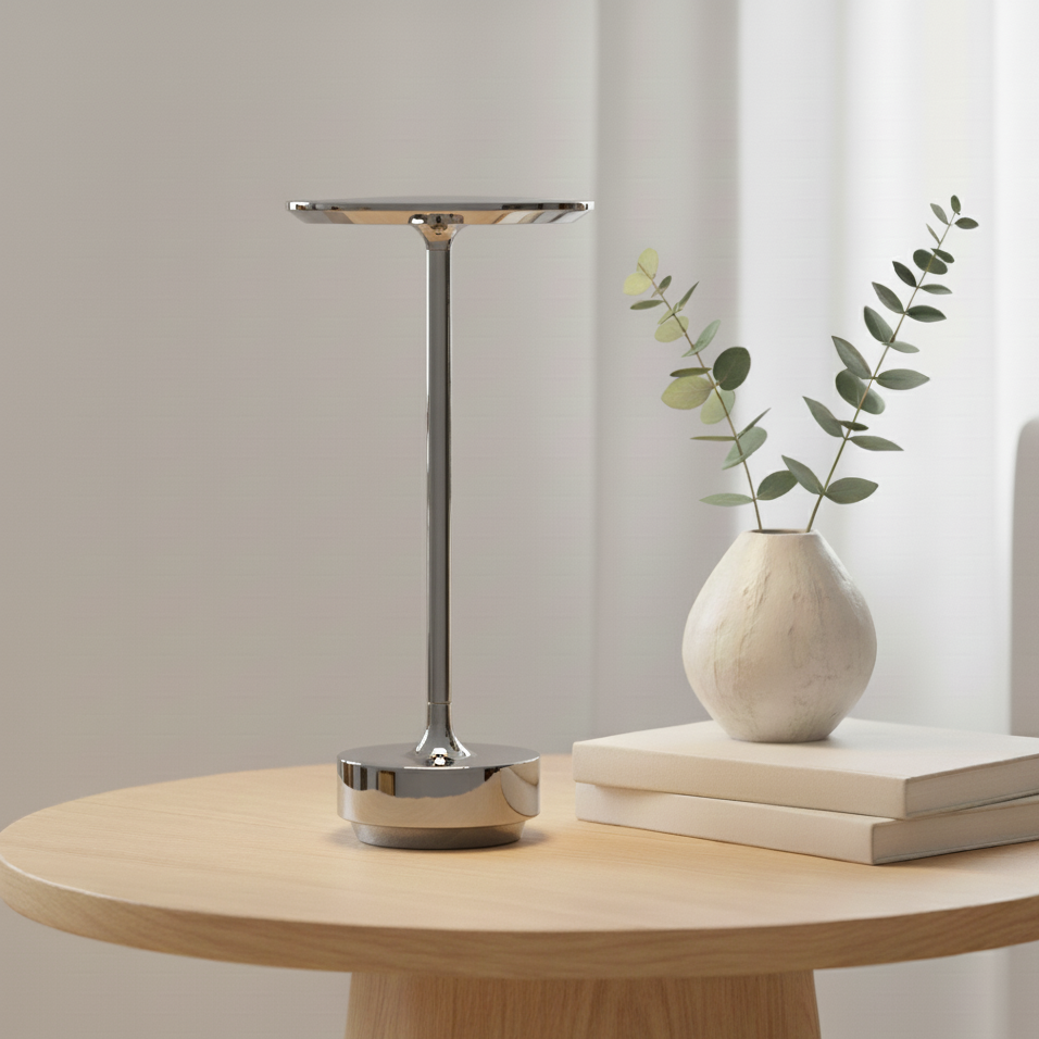 Lámpara de mesa LED inalámbrica: diseño de aluminio con regulación táctil, sin cables, para sala de estar y dormitorio, 48 horas de autonomía, iluminación resistente a la intemperie