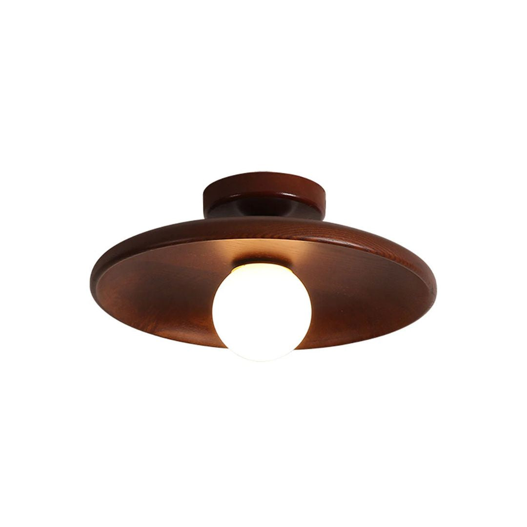 Lámpara de techo empotrada de madera con forma de esfera, perfil bajo de 6 pulgadas de altura, luz cálida para dormitorios, entradas y espacios compactos, estilo minimalista moderno Natura