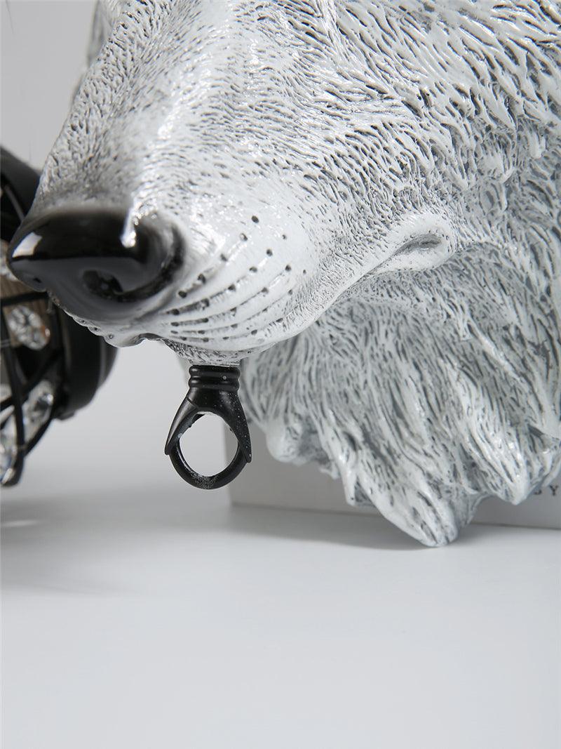 Sculptural Wolf Sconce with Crystal Accents 20.5 in Gold Gray Patina Iron Resin Fixture Entryway Living Room Hallway Decorative Wildlife Sta