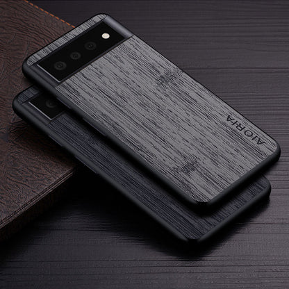 Google Pixel Natural Wood Grain Phone Case – Premium PU Leather with Raised Edge Protection for Screen & Camera